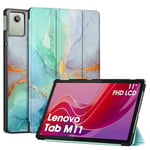 FINTIE Coque pour Lenovo Tab M11 11 Pouces 2024 (TB330FU/TB330XU) - Étui Fin et Rigide Housse Pliable Légère, Protection pour Lenovo Tab M11, Marbre Émeraude