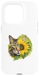 Coque pour iPhone 15 Pro Chat mignon jaune assis parfum tournesol papillon