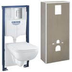 Grohe Solido+ - Ensemble bâti-support, cuvette Start Edge Ceramic et abattant, softclose, rimless, plaque de déclenchement Even, chrome 36532000