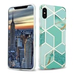 Coque pour Apple iPhone X / XS en Marbre Or Vert Clair No. 3 Housse de protection Étui en silicone TPU avec motif mosaïque - Neuf