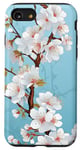 iPhone SE (2020) / 7 / 8 Japanese White Cherry Blossom Sakura Flower Blue Background Case