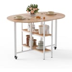 Table à manger pliante mobile Table de cuisine multifonctionnelle 120 x 80 x 75 cm - Chêne - Mondeer