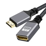 cablecc Câble d'extension 4K Type-C Mini HDMI 1.4 mâle vers HDMI femelle pour caméra DV MP4 DC ordinateur portable