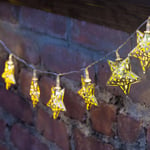 LED Rose Gold Smidesjärn String Lights, Leaves Feather Gold Star B