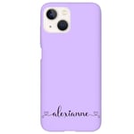 Coque violet Iphone 14 avec votre prenom 4 coeur