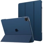 MoKo Coque pour iPad Air 13 Pouces 2024 / iPad Pro 12,9 (6e/5e Gén 2022/2021), Étui Intelligent Dos Translucide Givré en PC Dur, Support Touch ID et Apple Pencil Pro/2e/USB-C, Bleu Marine Foncé