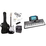 RockJam Full Size Electric Guitar Kit with 10-Watt Guitar Amp, Lessons, Strap, Gig Bag & 61-Key Compact Keyboard with Sheet Music Stand, Power Supply, Piano Note Stickers and Simply Piano Lessons