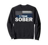 One Year Sober Anniversary Recovery Gift Distressed USA Flag Sweatshirt