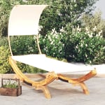 Bain de soleil jardin Relax Chaise de jardin Lit repos avec auvent 100x200x126 cm Bois courbé massif Crème -FR90277