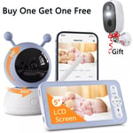 Wifi Video Baby Monitor Camera, App & 5'' Screen Control, PTZ, Auto Tracking，UK