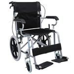 Home Accessories Elderly Disabled Transport Wheelchair with 11Kg Lightweight Steel Frame Antimicrobial Protection Folding Chair is Portable Large 16 inch Back Wheels 18 Inch/46Cm Wide Seat with Han