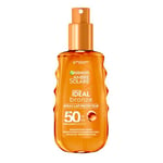 GARNIER Ambre Solaire Ideal Bronze - Spray Lait Protecteur FPS 50 - Protège des UVA & UVB - Sublime Le Bronzage - Prévient Le Vieillissement - Résiste à L'eau - Tous Types de Peaux - 150 ml