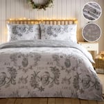 Simply Charlotte Santa Joy King Size Duvet Cover Set Christmas Xmas Bedding Bed Set Grey