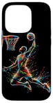 Coque pour iPhone 14 Pro Joueur de basket-ball Slam Dunk Splash Color Sport