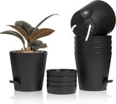 6 Pcs Pots De Fleurs En Plastique Noir 14 Cm D'auto-Arrosant, Pot De Fleur De Syst¿¿Me D'arrosage Convient Aux Jardins De Balcon Int¿¿Rieurs Et Ext¿¿Rieurs