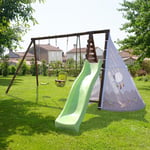 SOULET Camelia Wooden Climbing Frame with Slide x3 Swings plus Teepee Tent Den