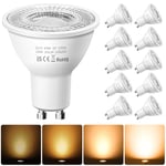 Nottac GU10 LED Spotlight Bulbs, Dimmable Warm White 2700K 4.9W Energy Saving Light Bulbs, (Equivalent to 50W) Halogen Spotlight Bulbs, 220-240V 350LM, 38° Beam LED Bulbs for Ceiling, Pack of 10