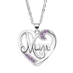 Nimteve Mum Gifts Birthday for Mum From Daughter Son Gifts for Mum Necklace Silver Necklace Heart Pendant Necklaces Chain For Women Mothers Day Christmas Thanksgiving Valentines Gift (Purple)