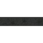 Frise papier peint noir fleuri élégant Frise tapisserie noire motif fleur pour salon Frise murale noire chambre adulte & entrée - Noir, Cuivre