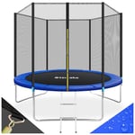 tectake® Trampoline de Jardin Extérieur Trampoline Rond avec Échelle, Filet de Protection & Tour de Trampoline rembourré, Enfants Adultes Certifié TÜV GS pour Une Sécurité Maximale - Diverses Tailles