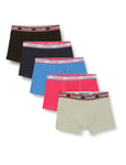 JACK & JONES Men's Jacmike Solid Trunks 5 Pack Boxer Shorts, Navy Blazer/Pack:Palace Blue-Pink Yarrow-Lgm-Black, XL