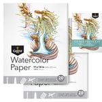 Castle Art Supplies Watercolour Sketchpad Paper 11 x 14in | 2-Pack | 20 Sheets Each | Robust & Resilient (300gsm/140lb) for All Techniques | Quality Texture (11 x 14, 2-Pack)