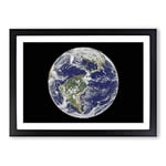 Big Box Art View of The Americas of Planet Earth by Framed Wall Art Picture Print Ready to Hang, Black A2 (62 x 45 cm)