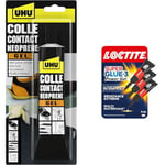 UHU Contact néoprène gel - Colle super forte universelle et gélifiée, ne goutte pas et ne file pas & Loctite Super Glue-3 Power Gel Mini Dose, colle forte enrichie en caoutchouc