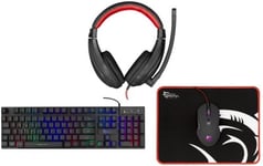 Paket: White Shark Comanche RGB, 4-i-1, tangentbord + mus + musmatta + headset, belgisk layout