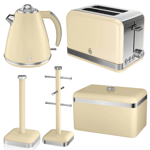 Swan Retro Cream Kettle, 2 Slice Toaster, Bread Bin Canisters Kitchen Set 🚚💨