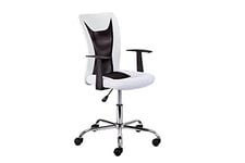 Dmora Fauteuil de Bureau avec accoudoirs, réglable en Hauteur, Couleur Blanc et Noir, 55 x 54,5 x 85 – 95 cm