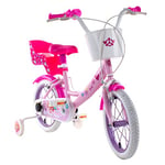 Volare Vélo 14" avec Panier et Porte-Bouteille, Licence Paw Patrol Girl Bébé – Fille, Rose et Blanc, Media