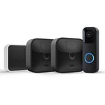 Outdoor,Camera De Surveillance Hd Sans Fil,Resistante Aux Intemperies,Kit 2 Camera+Decouvrez Video Doorbell,Audio Bidirectionnel,Video Hd,Alexa Integre