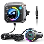 JOYROOM Transmetteur FM Bluetooth Voiture,【Basse & HiFi】Adaptateur Bluetooth 5.3 Voiture,【30W PD & 18W QC】Kit Main Libre Voiture Bluetooth, Allume Cigare Bluetooth Support Bluetooth & Aux & Carte TF