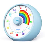 Visual Timer for Kids, 60-Minute Countdown Timer for Classroom Office Kitchen, Desk Timer Kids Time Management Tools with Silent Operation, Pomodoro Timer Rainbow Pattern Blue