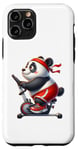 Coque pour iPhone 11 Pro Panda sur vélo d'appartement Gym Fitness Entraînement Sport