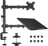 Support Ecran Pc Avec Plateau Pour Ordinateur Portable Pour Moniteurs 13-27 Pouces Et Ordinateur Portable Jusqu'À 17"", Bras Ecran Pc Ergonomique, Pivotant Et Inclinable, Compatible[ADP2204810]