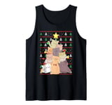 Funny Cat Lover Ugly Xmas Santa Cat Christmas Tree Tank Top