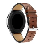 Samsung Galaxy Watch FE Armband i äkta läder, cognac/silver