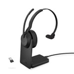 Jabra Evolve2 55 Link380a MS Mono - trådlöst monoheadset med USB-A-certifiering för Microsoft Teams inkl. laddningsstation