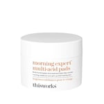 This Works Morning Expert Multi-Acid Pads, 60 Pads - Exfoliating Face Pads Enriched with Witch Hazel, AHAs and Vitamin B3 - Cleansing Pads with Azelaic Acid to Unclog Pores and Smoothe Complexion