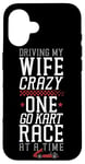 iPhone 16 Go Kart Racing Wife Husband Vintage Driving My Wife Crazy Case