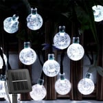 (5M 20LEDSWhite)Solar String Lights Outdoor 100 Led Crystal Globe Lights Vedenpitävä Solar Festoon Fairy Light puutarhan joulujuhlien sisustukseen