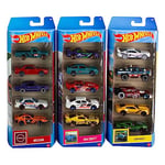 Hot Wheels 5-Pack Bundle of 15 Toy Cars, 3 Themed Packs of 5 1:64 Vehicles, Authentic Details, Realistic Deco, Gift for Collectors and Kids 3 Years and Up, HNM05