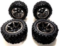 Traxxas Talon Extreme Tyres & 2.8 RXT Blk Chrome Wheels 12mm Hex Rustler 4x4 VXL