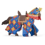 Figurine Cheval Bleu fleur de lys - PAPO - LE MONDE MEDIEVAL - Pour Enfant