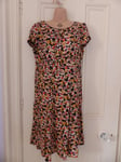 M&S Woman UK16 fit and flare dress black, orange, beige patterns BNWT RRP £39.50