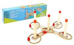 Blue Sky - Lancé D'Anneaux - Jeu de Plein Air - 049064Z - Beige - 2 à 6 Joueurs - Bois - 36 cm x 36 cm - Jeu pour Enfant - Jeu de Société - Jeu d'Adresse - À Partir de 6 Ans