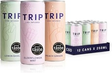 TRIP CBD Drink, Sparkling Mixed Pack Fizzy Drink, Low Calorie, Vegan, Stress & Anxiety Relief (Pack of 12 x 250ml)