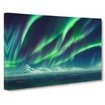 The Miraculous Aurora Borealis Canvas Wall Art Print Ready to Hang, Framed Picture for Living Room Bedroom Home Office Décor, 30x20 Inch (76x50 cm)